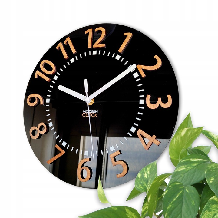 Zegar ścienny EROS 3D cichy czytelny bambus 28 CM