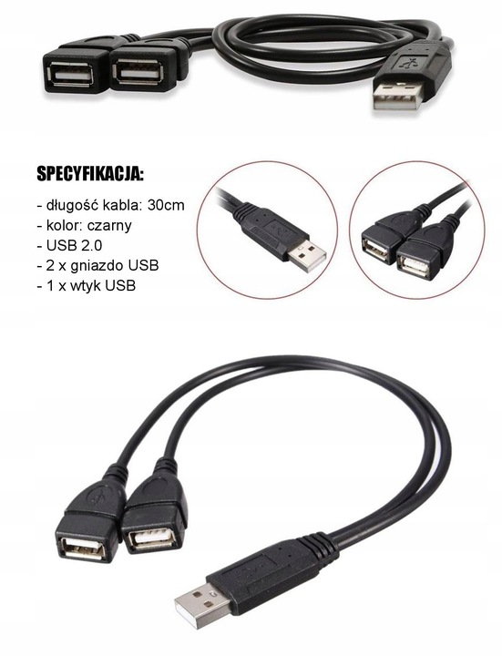 HUB ROZGAŁĘŹNIK draVires USB DUAL 2xUSB ROZDZIELACZ + naklejka