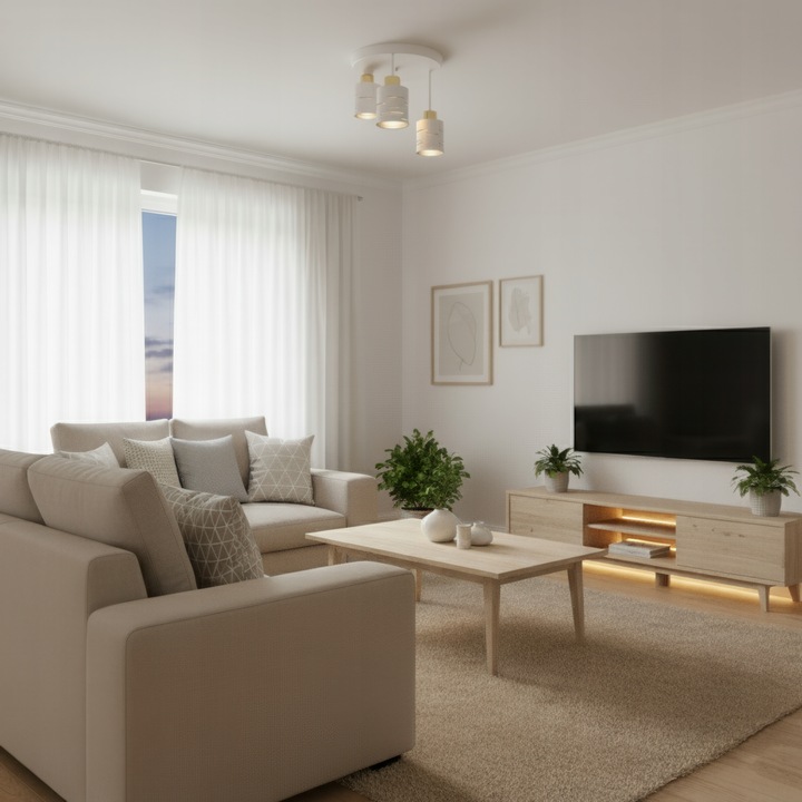 Lampa Sufitowa LED 3X E27 Żyrandol Plafon Natynkowy Oprawa Biała Salon