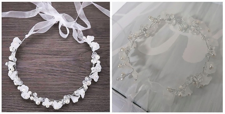 WIANEK NA KOMUNIĘ DEC27 komunijny dekoracja opaska biały na głowę jak żywy