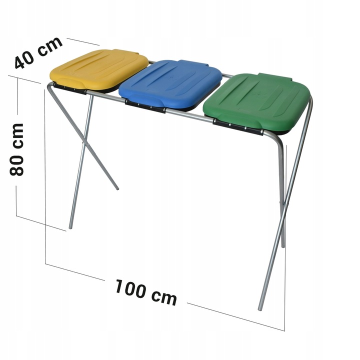 STOJAK METALOWY do Segregacji Śmieci Pojemnik KOSZ NA ODPADY na 3 WORKI