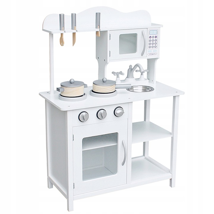ZESTAW KUCHNIA DREWNIANA DLA DZIECI KUCHENKA RETRO DUŻA PALNIKI + ACKESORIA