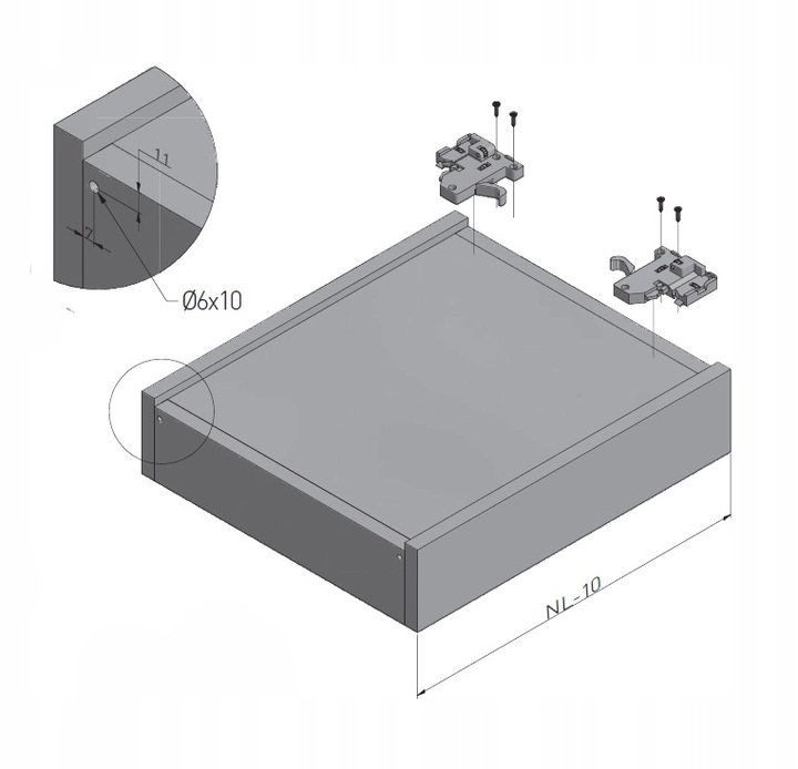 PROWADNICA DOLNEGO MONTAŻU GTV MODERN SLIDE L450 PEŁNY WYSUW CICHY