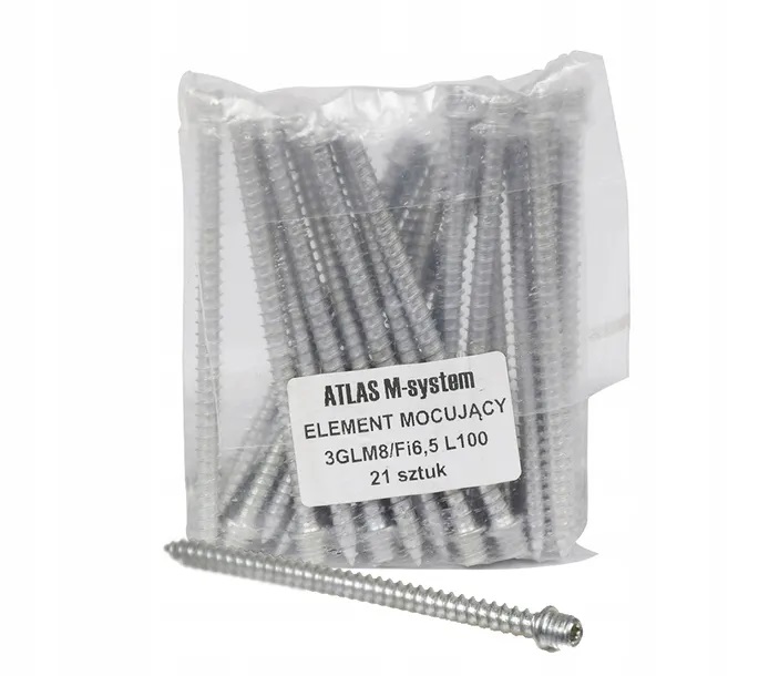 ATLAS DWUGWINT ŚRUBY M-SYSTEM M8/FI6,5 L100 21szt.