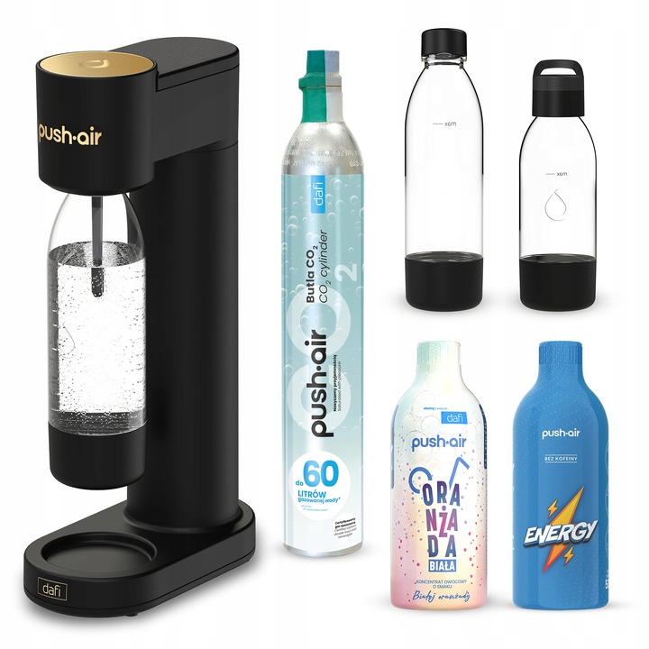 Zestaw PushAir Saturator + Nabój CO2 + Butelka 0,7 + Butelka 0,5 + 2