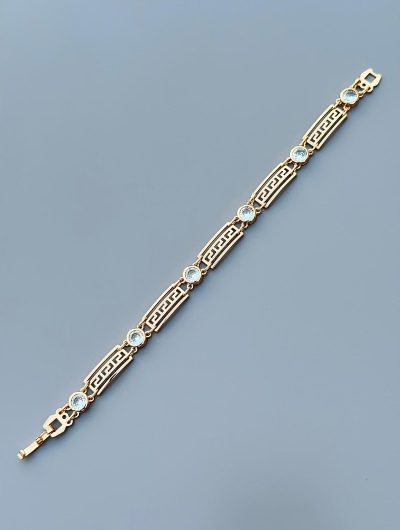 ZŁOTA BRANSOLETKA DAMSKA ZE STALI CHIRURGICZNEJ Z CYRKONIAMI GRECKA+GRATISY