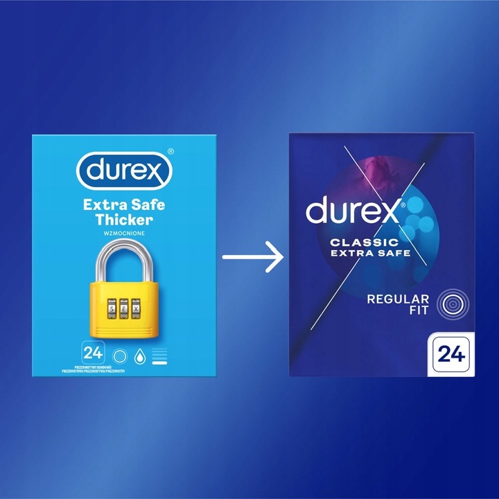 Durex Extra Safe prezerwatywy super mocne dodatkowo nawilżane 24 szt.