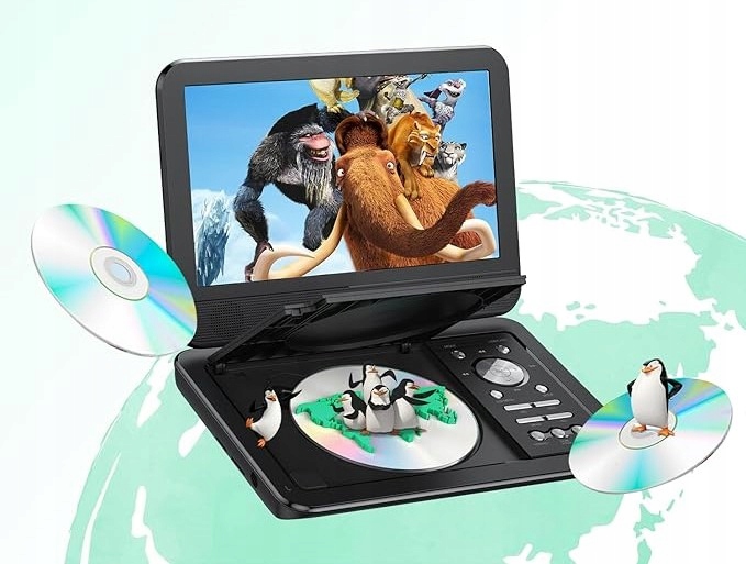 YOTON Przenośny Odtwarzacz DVD 12,5" HD, Obrotowy Ekran,USB/SD, AV