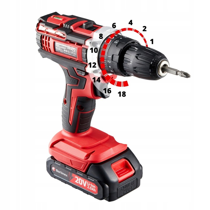 Wiertarko Wkrętarka 20V 2 akumulatory 2,0Ah Bity Wiertła Walizka