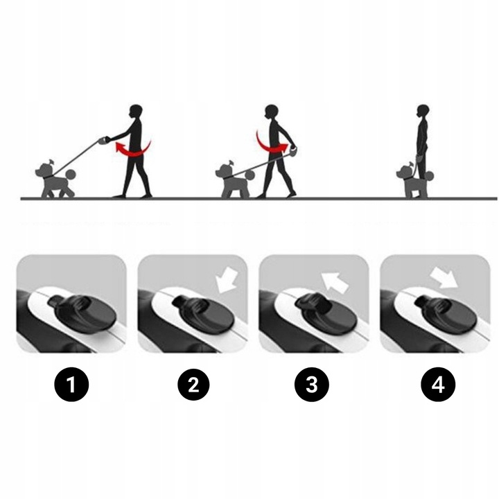 PROFESJONALNA SMYCZ AUTOMATYCZNA DLA DUŻEGO PSA ZWIJANA BLOKADA DO 50