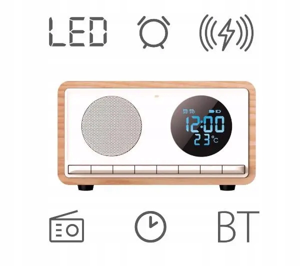 Radiobudzik Manta RDI912W RIMINI Bluetooth ładowarka indukcyjna Biały