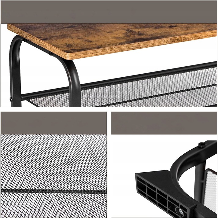 Szafka na Buty Półka Regał Metalowy z Siedziskiem Industrialny Na