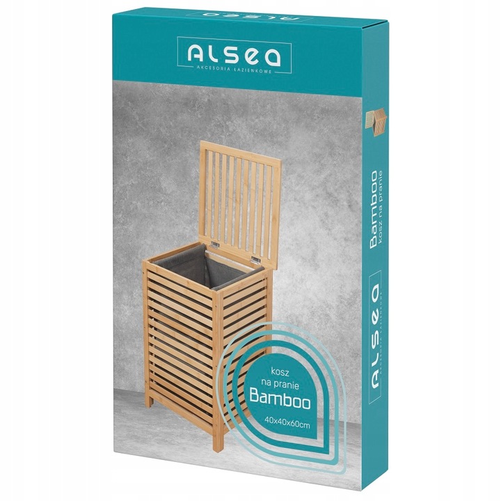 Kosz na pranie bambusowy jednokomorowy BAMBOO 40x40x60cm