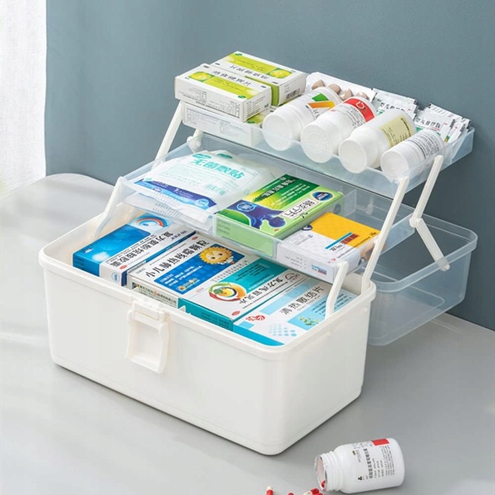 ORGANIZER POJEMNIK NA LEKI TABLETKI DUŻA ROZKŁADANA APTECZKA XXL PUDEŁKO