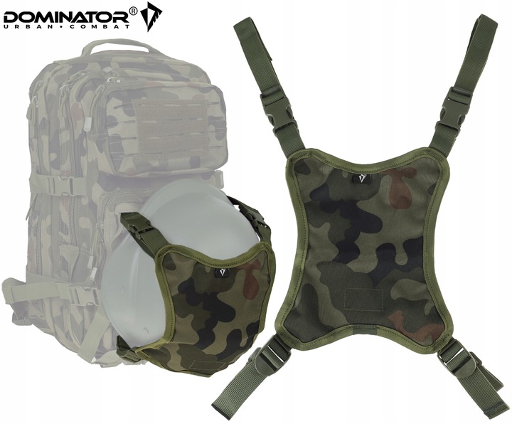 UCHWYT NA HEŁM KASK OCHRONNY KARIMATĘ ŚPIWÓR NOSZAK NA PLECAK PL CAMO wz.93