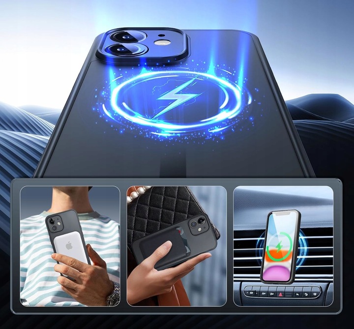 ETUI do IPHONE 11 do Magsafe MATOWE MAGNETYCZNE WZMACNIANE + 2x SZKŁO 9H