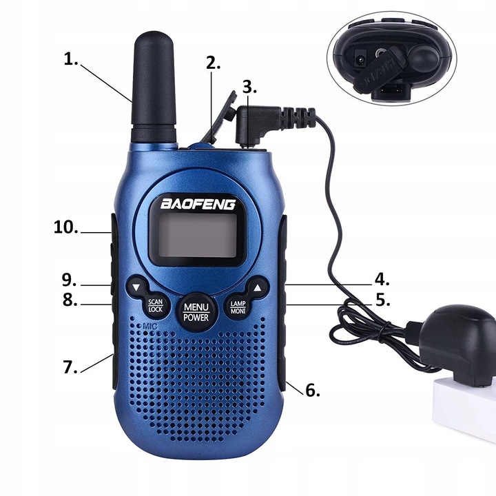 KRÓTKOFALÓWKA 2x WALKIE TALKIE BAOFENG BF-T6 PMR RADIOTELEFON DUŻY ZASIĘG