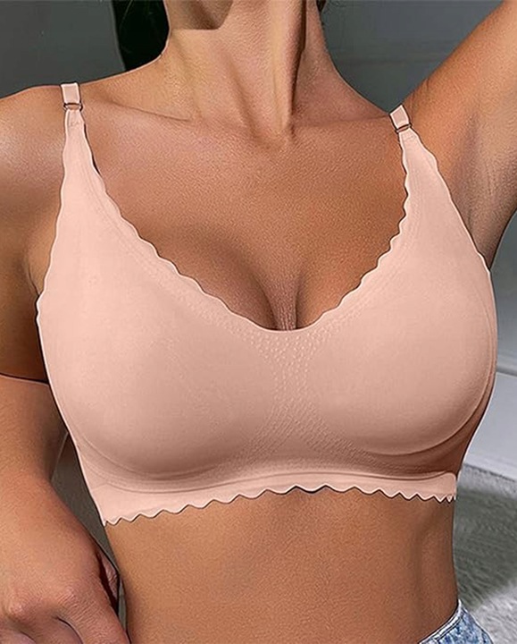 BIUSTONOSZ BEZSZWOWY Stanik Bez Zapięcia Haftek na Prezent Niewidoczny Beż