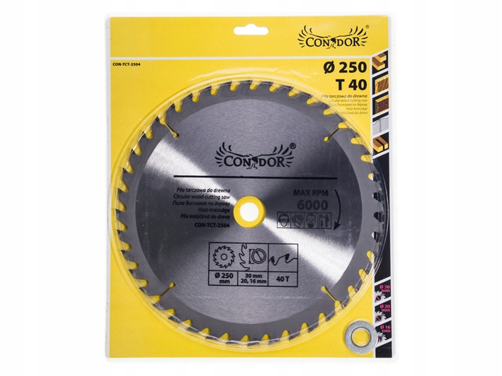 PIŁA TARCZOWA WIDIOWA TARCZA DO CIĘCIA DREWNA 250x30mm 40Z redukcja 20,16mm