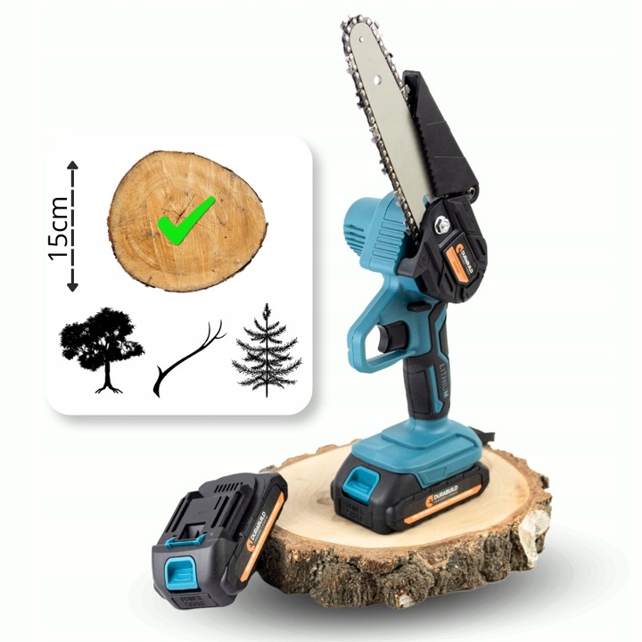 MINI PIŁA ŁAŃCUCHOWA AKUMULATOROWA DO GAŁĘZI 6" OGRODOWA PILARKA 3x