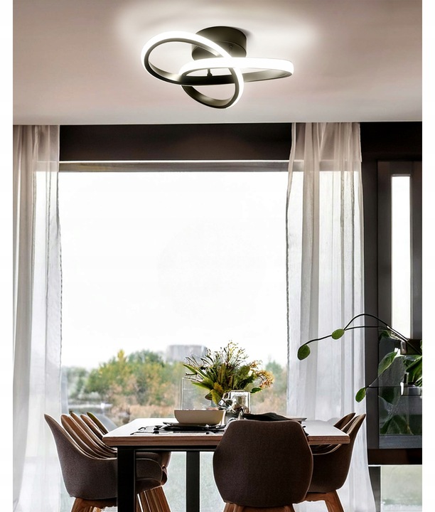 Lampa Sufitowa LED PLAFON Żyrandol 24W Barwa Neutralna Czarna do