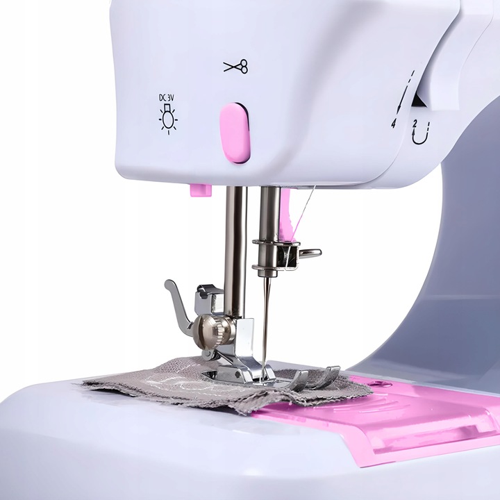 MASZYNA DO SZYCIA MINI PRZENOŚNA 12 ŚCIEGÓW AKCESORIA + GRATISY BIAŁA