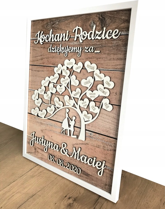 PODZIĘKOWANIE DLA RODZICÓW NA ŚLUB WESELE PREZENT MAMY TATY PAMIĄTKA DUŻA