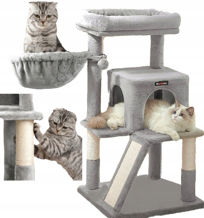 DRAPAK DLA KOTA DUŻY LEGOWISKO DOMEK ZABAWKA WIEŻA SŁUPEK 3 POZIOMY 96cm