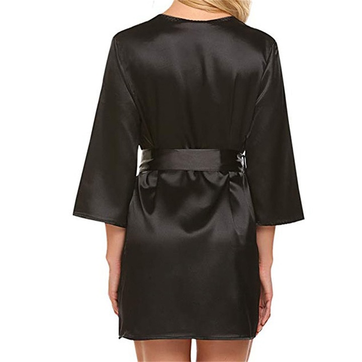 SATYNOWY SZLAFROK DAMSKI PODOMKA Z KORONKĄ ELEGANCKI PENIUAR STRINGI KOLORY