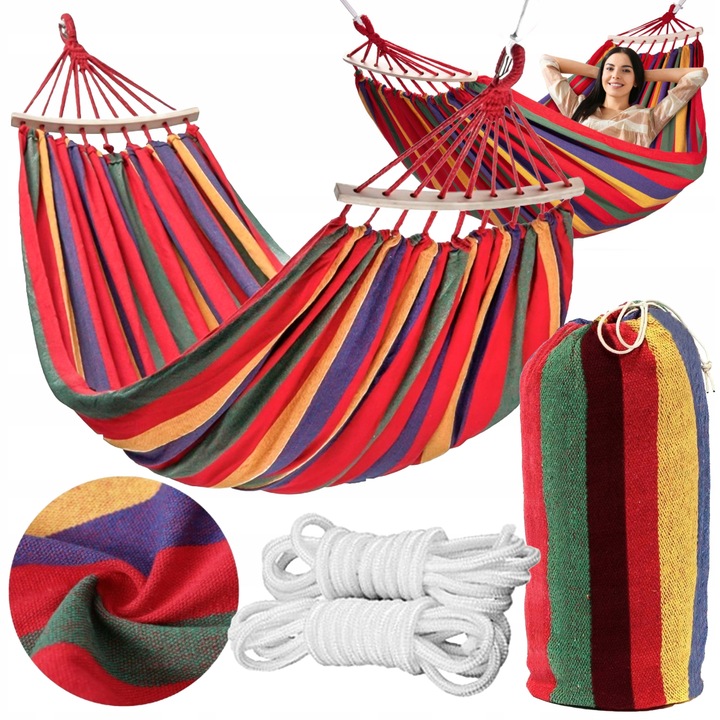 HAMAK OGRODOWY 2 OSOBOWY HUŚTAWKA XXL MOCNY WZMOCNIONY PAŁĄK DUŻY + TORBA