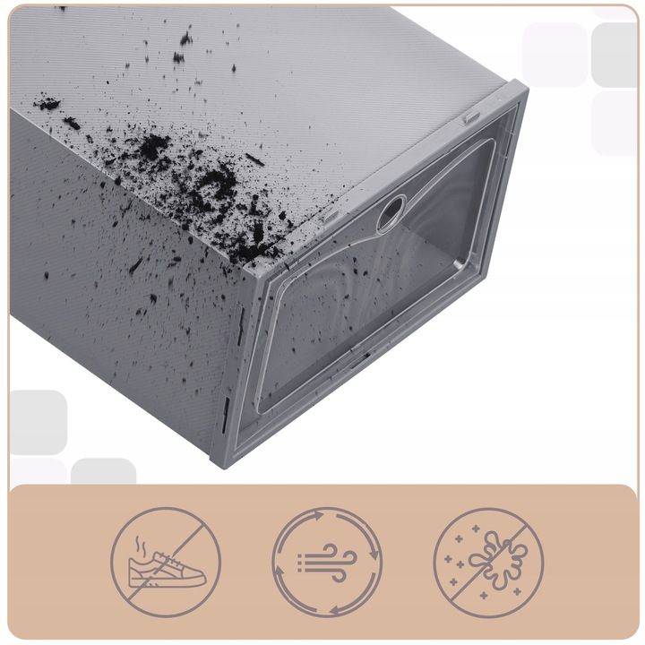 10x Składane pudełko na buty organizer pojemnik plastikowe z klapą do