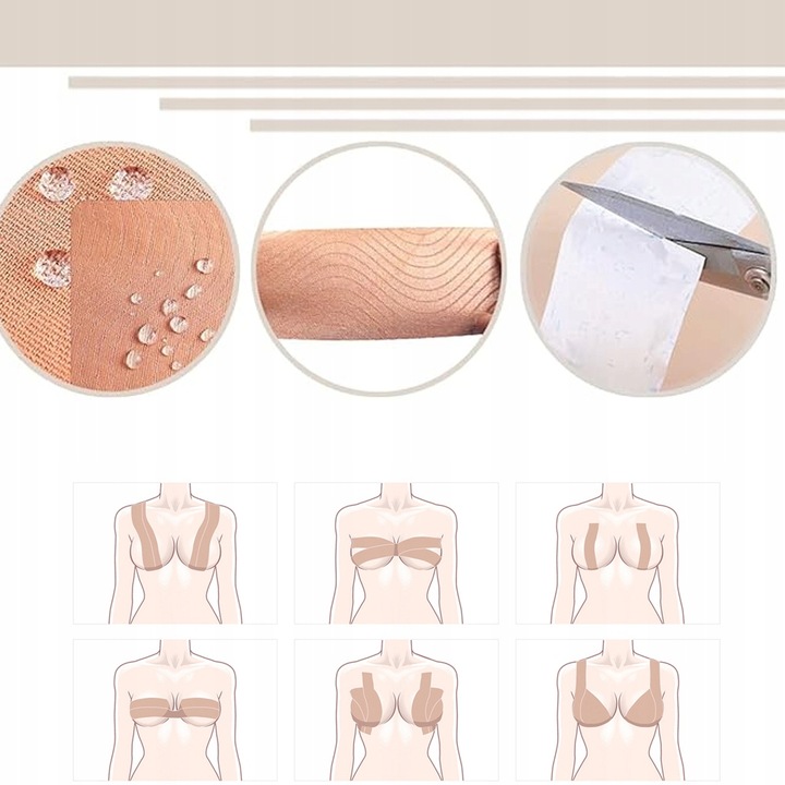 TAŚMA UNOSZĄCA BIUST MODELUJĄCA DEKOLT ZESTAW NAKLEJKI WIELOKROTNEGO UŻYTKU
