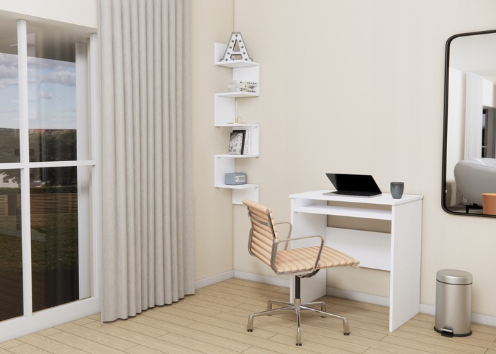 PÓŁKA NAROŻNA ŚCIENNA, BIAŁA WISZĄCA, MATOWA