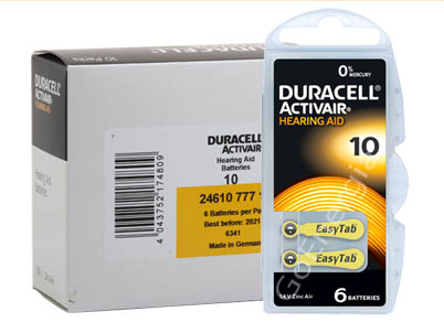 60x Duracell 10 Baterie do aparatów słuchowych