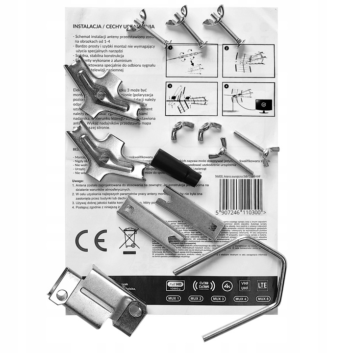 ANTENA DO TV NAZIEMNEJ ZEWNĘTRZNA DVB-T2 KIERUNKOWA COMBO MUX8 LTE VHF