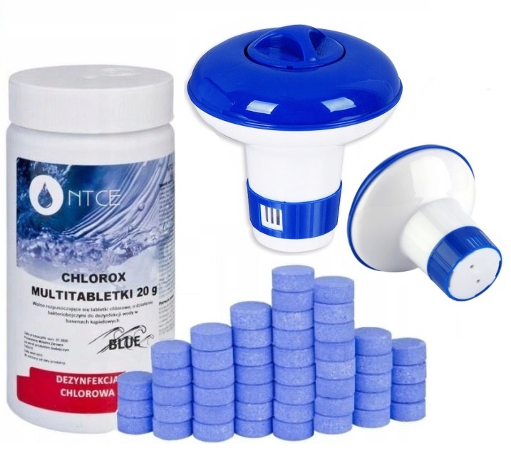 11w1 ZESTAW CHLOR 20g 1kg DO BASENU TABLETKI MULTIFUNKCYJNE BLUE + DOZOWNIK