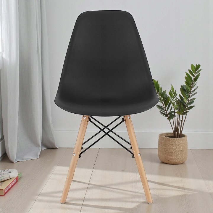 Krzesło Skandynawskie CZARNE TANIE Do Salonu Kuchni Biura WERSJA
