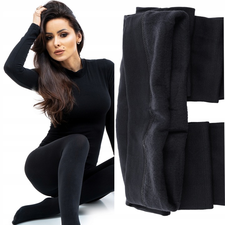 BAWEŁNA SATYNOWANA Rajstopy BEZSZWOWE kryjące OCIEPLANE POLAREM fenome