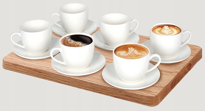 6 x FILIŻANKA ZE SPODKIEM ZESTAW FILIŻANKI DO KAWY 250 ml PORCELANA LIVELLO
