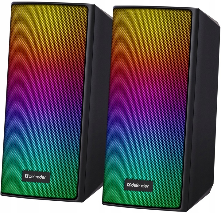 GŁOŚNIKI 2.0 DO LAPTOPA PC KOMPUTEROWE GAMINGOWE LED RGB USB 5V 8W DEFENDER