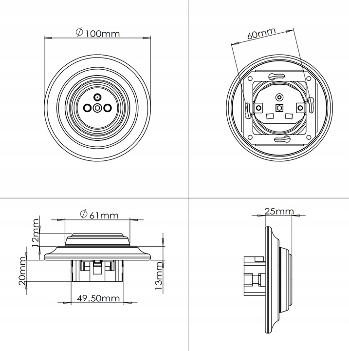 Gniazdko Gniazdo ceramiczne podtynkowe białe retro