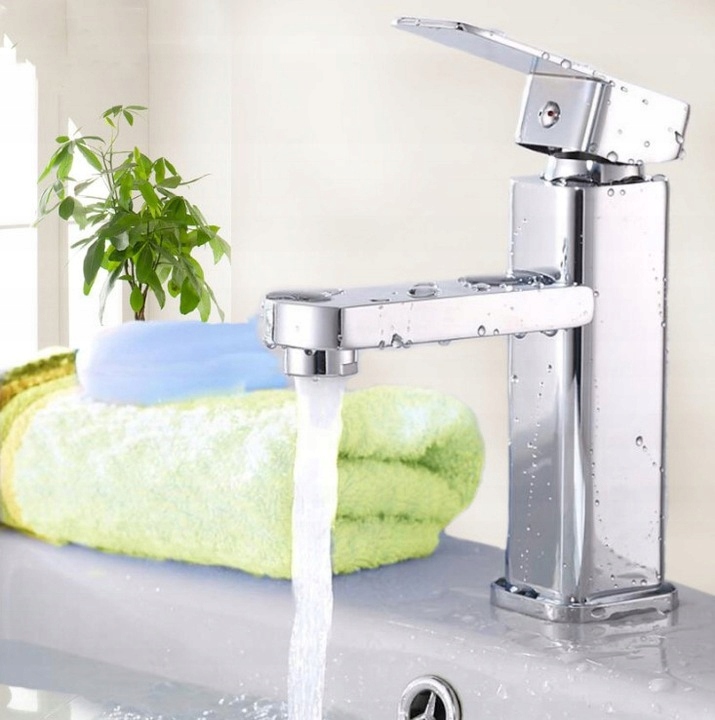 Bateria stojąca umywalkowa kran do umywalki zlewu chromowa niska CUBIC