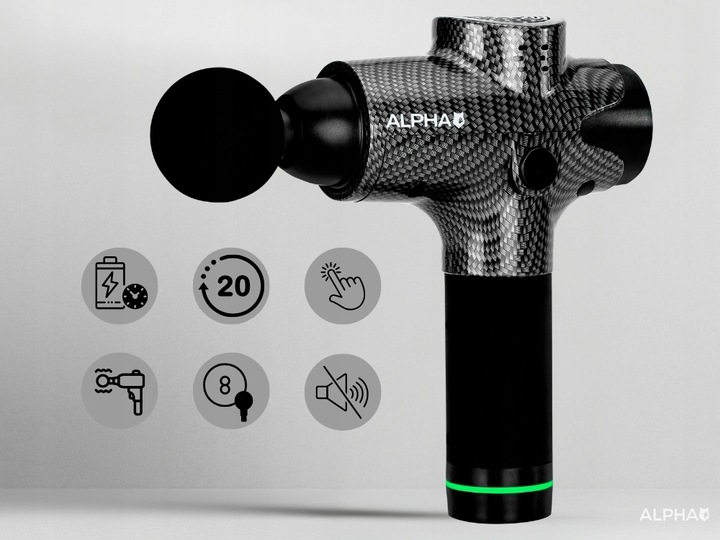 Pistolet do Masażu Alpha Massage Gun Pro - Masażer do Pleców, Ciała i Stóp