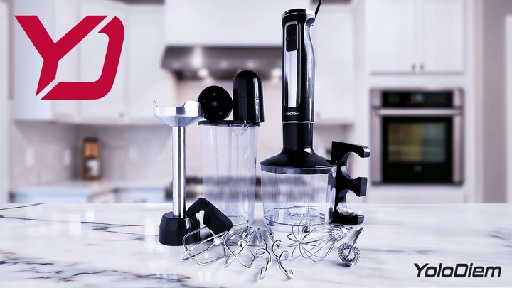 BLENDER RĘCZNY WIELOFUNKCYJNY 9W1 1500W PRO 4 TYTANOWE OSTRZA BOGATY