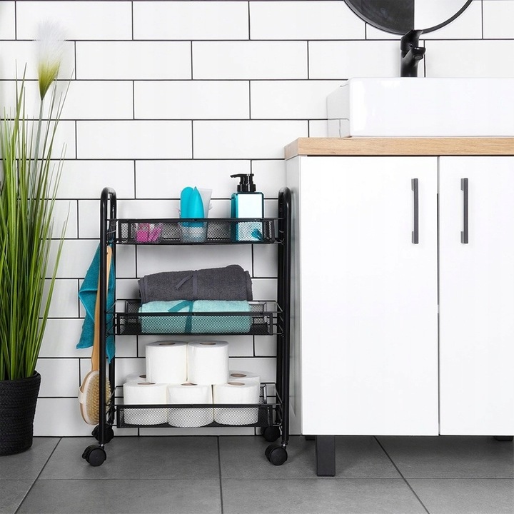 Wózek NA KÓŁKACH mobilny regał kuchenny łazienkowy 3 poziomowy szafka