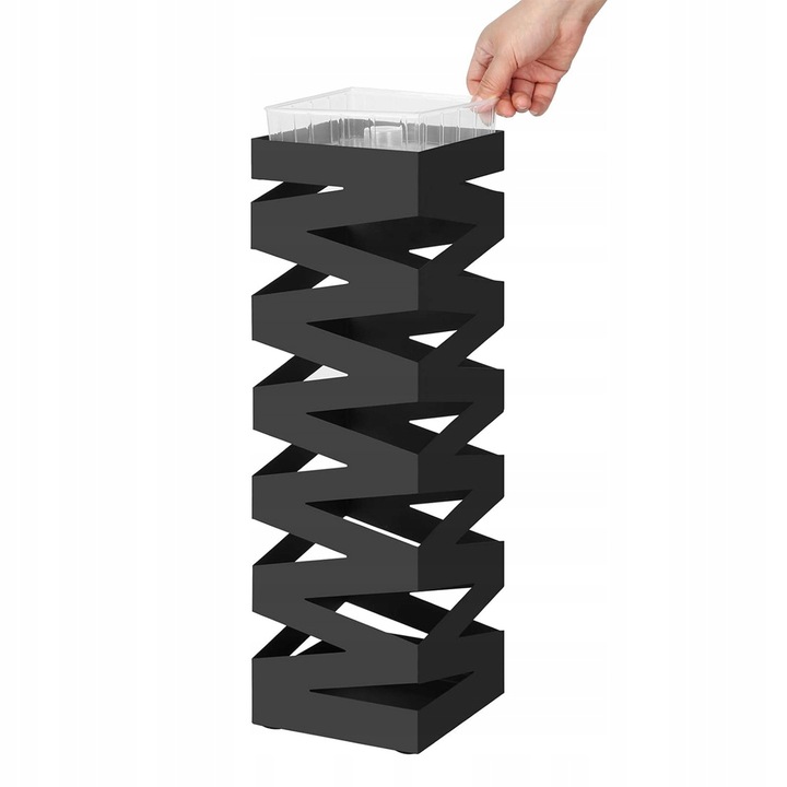 Stojak na parasole METALOWY z ociekaczem abażur czarny +4 HACZYKI