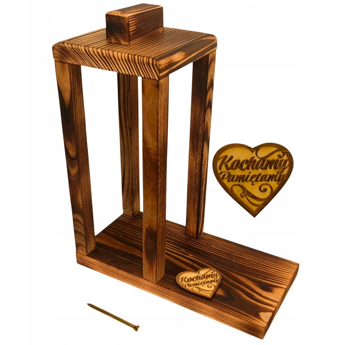 Lampion Na Cmentarz Baza Na Stroik Duży 39 cm XXL + Serduszko z Grawerem