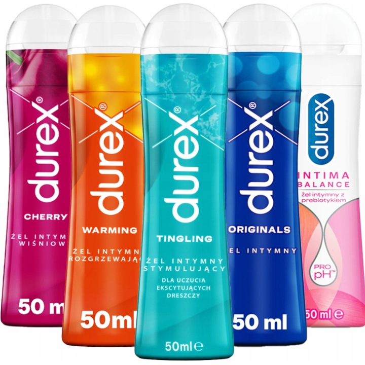 ZESTAW Durex 5x modeli ŻEL INTYMNY STYMULUJĄCY POTĘGUJĄCY DOZNANIA MIX PLAY