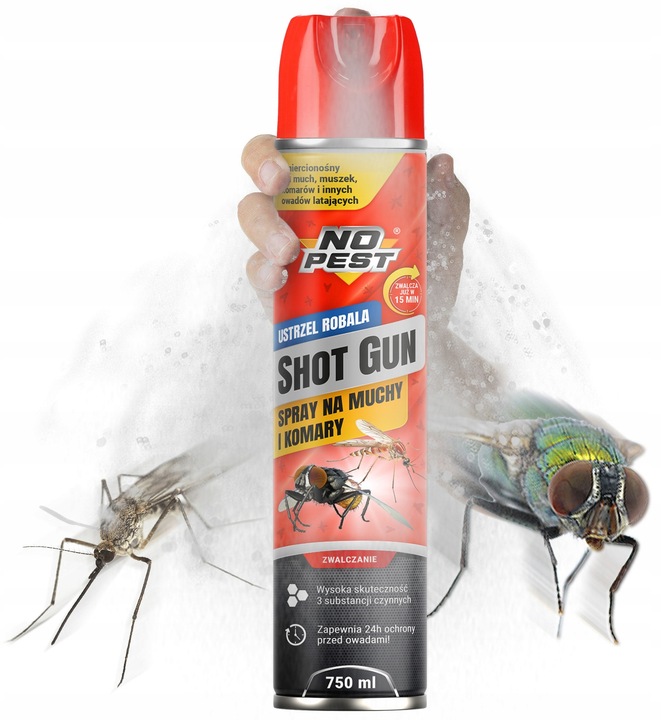 SHOTGUN PREPARAT SPRAY ŚRODEK NA MUCHY MUSZKI KOMARY MUCHOZOL NO PEST 750ML