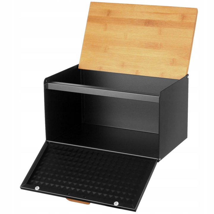 CHLEBAK NA PIECZYWO BUŁKI CHLEB POJEMNIK POJEMNY CZARNY BAMBUS DO KUCHNI